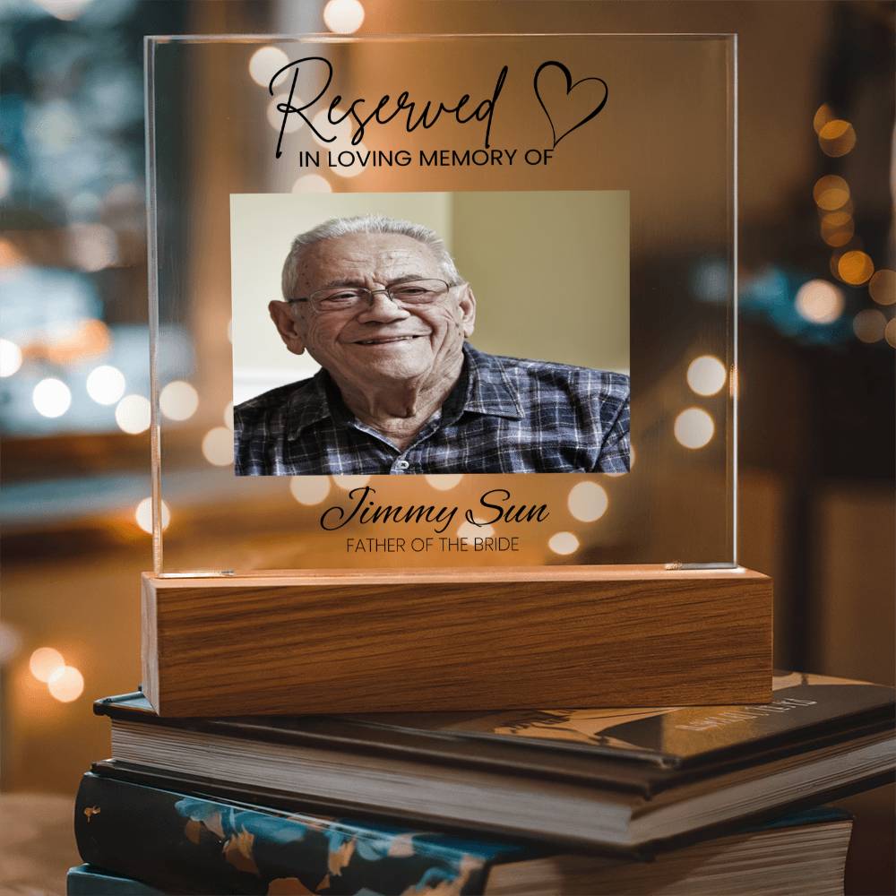 "Reserved In Loving Memory Of" Acrylic Memorial Event Plaque