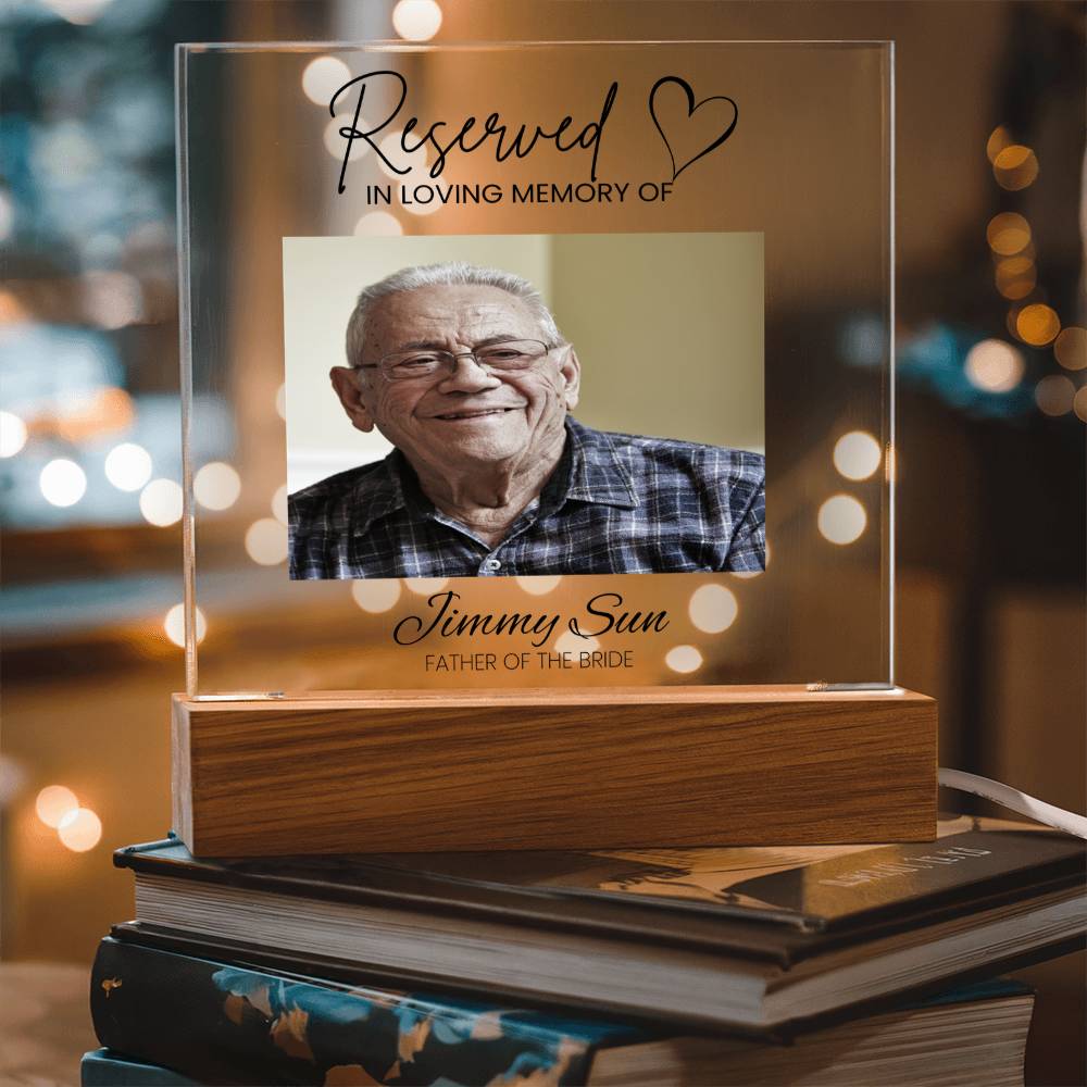 "Reserved In Loving Memory Of" Acrylic Memorial Event Plaque