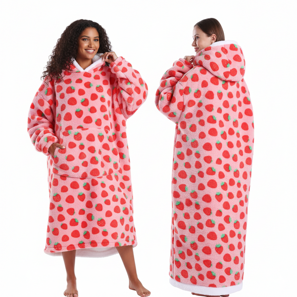 Cozy Oversized Holiday and Fun Print Hoodie Blanket
