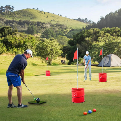 6 hole Backyard Golf Bucket Putting and Chipping Kit with Carry Bag