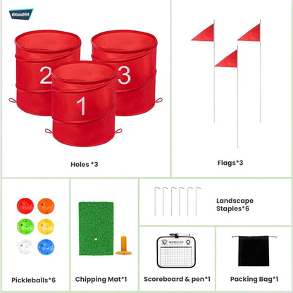 6 hole Backyard Golf Bucket Putting and Chipping Kit with Carry Bag