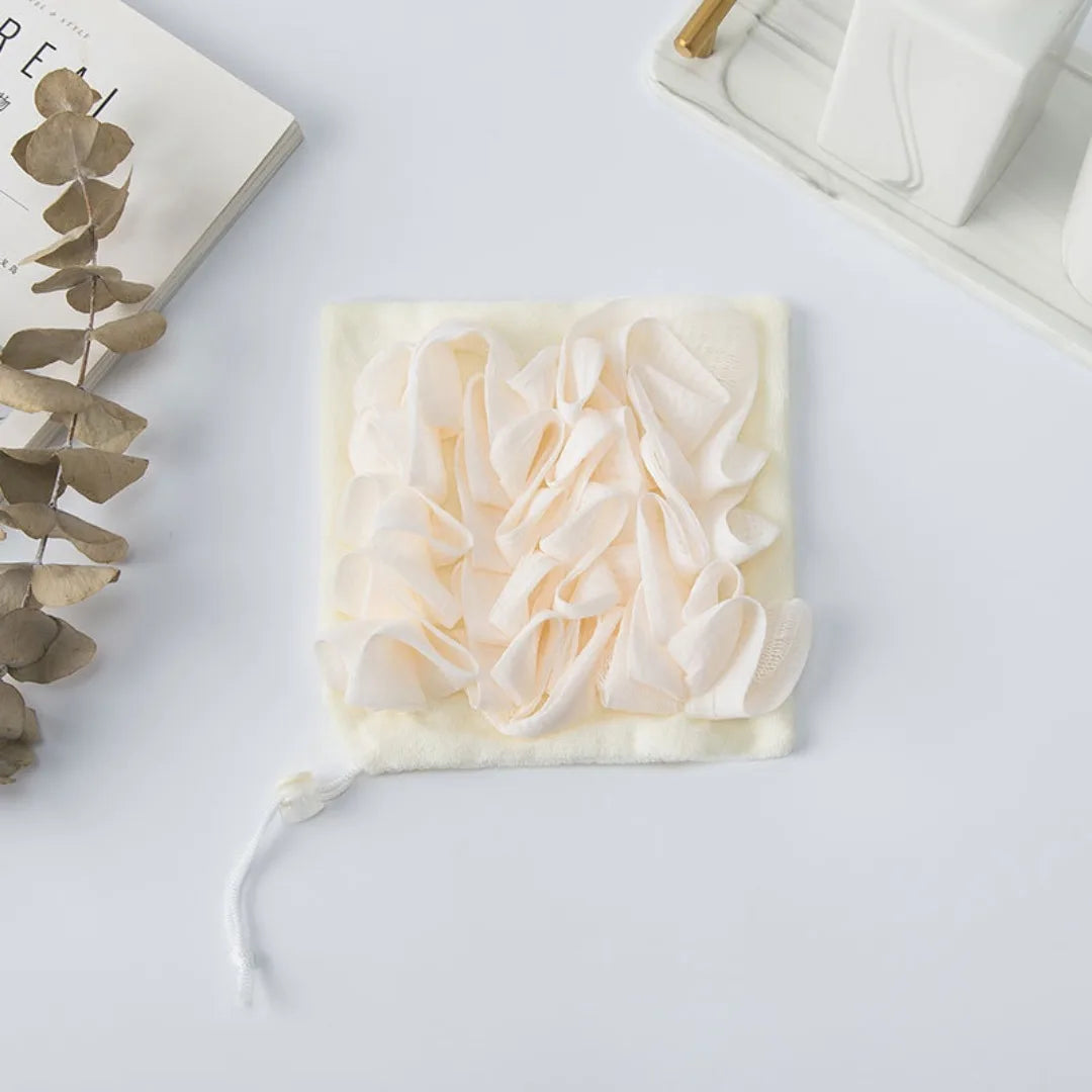 2-In-1 Soft Exfoliating Mesh Bathing Tool with Drawstring Closure for Soap - Shower Bathing Accessory for Personal Hygiene