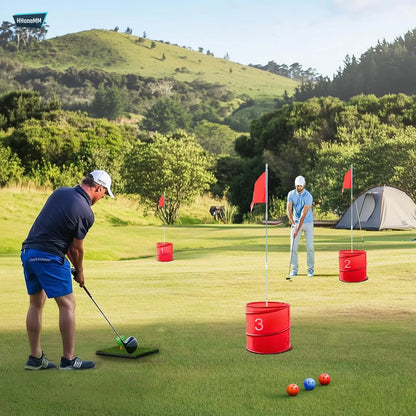 6 hole Backyard Golf Bucket Putting and Chipping Kit with Carry Bag
