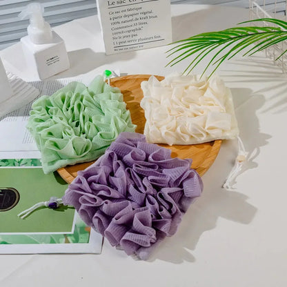 2-In-1 Soft Exfoliating Mesh Bathing Tool with Drawstring Closure for Soap - Shower Bathing Accessory for Personal Hygiene